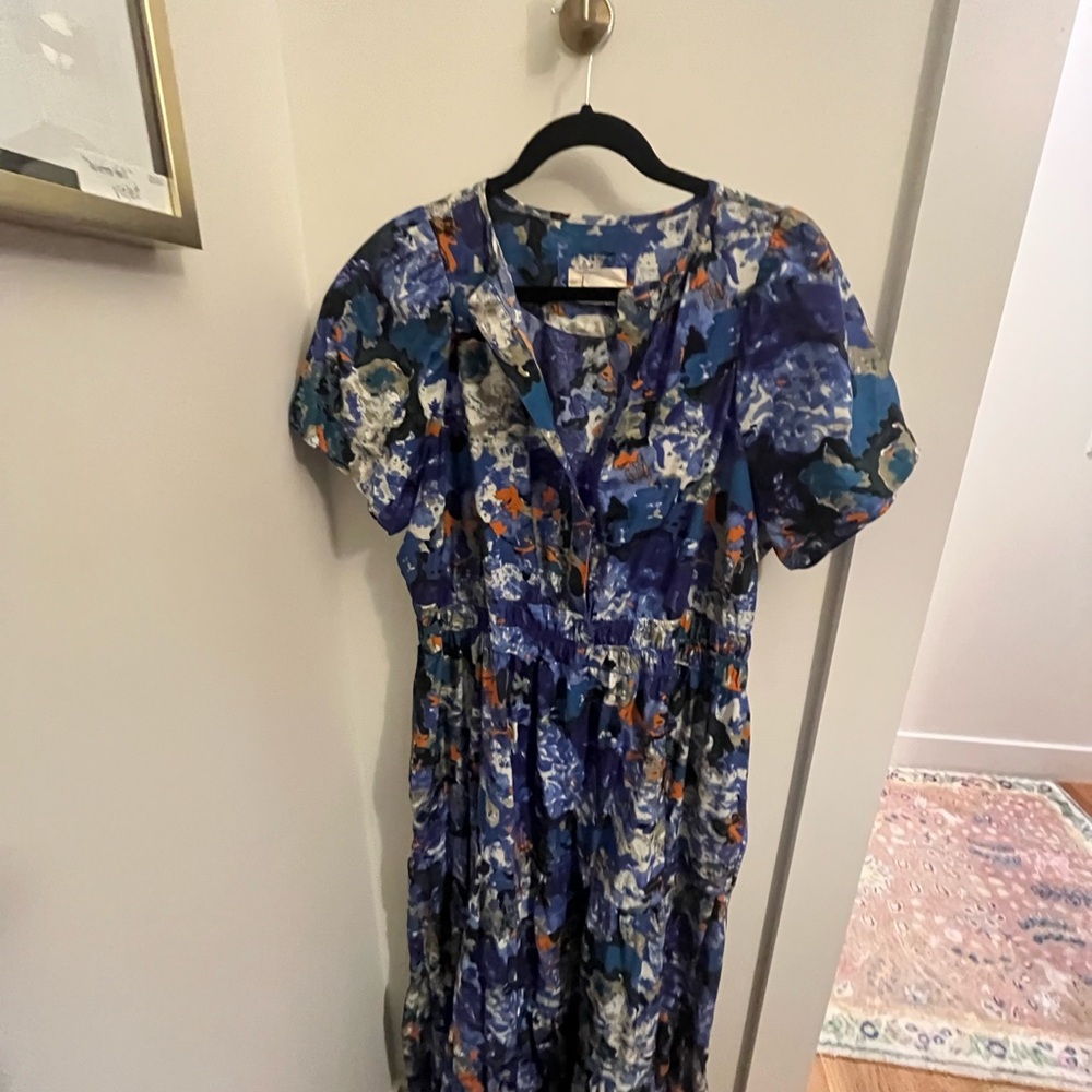 Anthropologie Blue Puff Sleeve Maxi Sundress